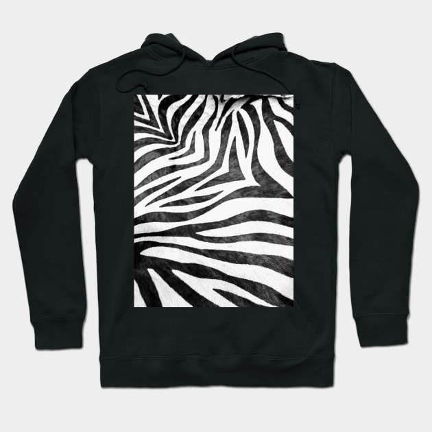 Photographic Image of Realistic Zebra Print in Black and White Hoodie by CrazyCraftLady